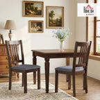 HOMCOM Dining Chairs Set of 2, Solid Wood Kitchen Chairs, Mid Century Modern Linen Fabric Upholstered for Dining Room, Living Room, Espresso Frame and Gray Upholstery