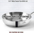HOMICHEF 14-Piece Nickel Free Stainless Steel Cookware Set - Nickel Free Pots and Pans Set - Non-Toxic, Healthy Induction Cookware