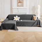 Deep Dream Sectional Couch Covers, 2 Pieces 100% Waterproof L Shaped Sofa Cover, Non Slip Couch Cover for Dogs Cats Washable, Pet Friendly Sofa Slipcovers Furniture Protector (XX-Large, Dark Grey)