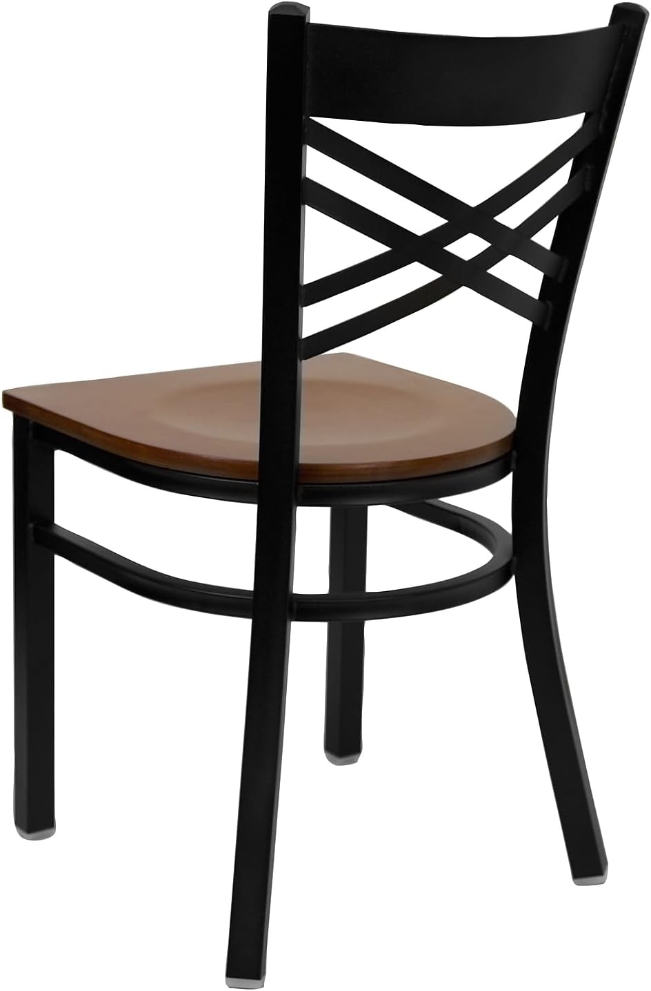 Flash Furniture 2 Pk. HERCULES Series Black ''X'' Back Metal Restaurant Chair - Cherry Wood Seat