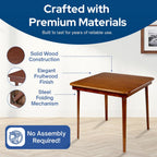 MECO Stakmore Classic Straight Edge Square Wood Folding Card Table, 32" x 32", Fruitwood - Foldable Wooden Tabletop Furniture for Cards, Board Games, Dining, and Extra Seating