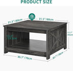 YITAHOME Coffee Tables Farmhouse Coffee Table with Storage Rustic Wood Cocktail Table,Square Coffee Table for Living Meeting Room with Half Open Storage Compartment,Dark Rustic Oak