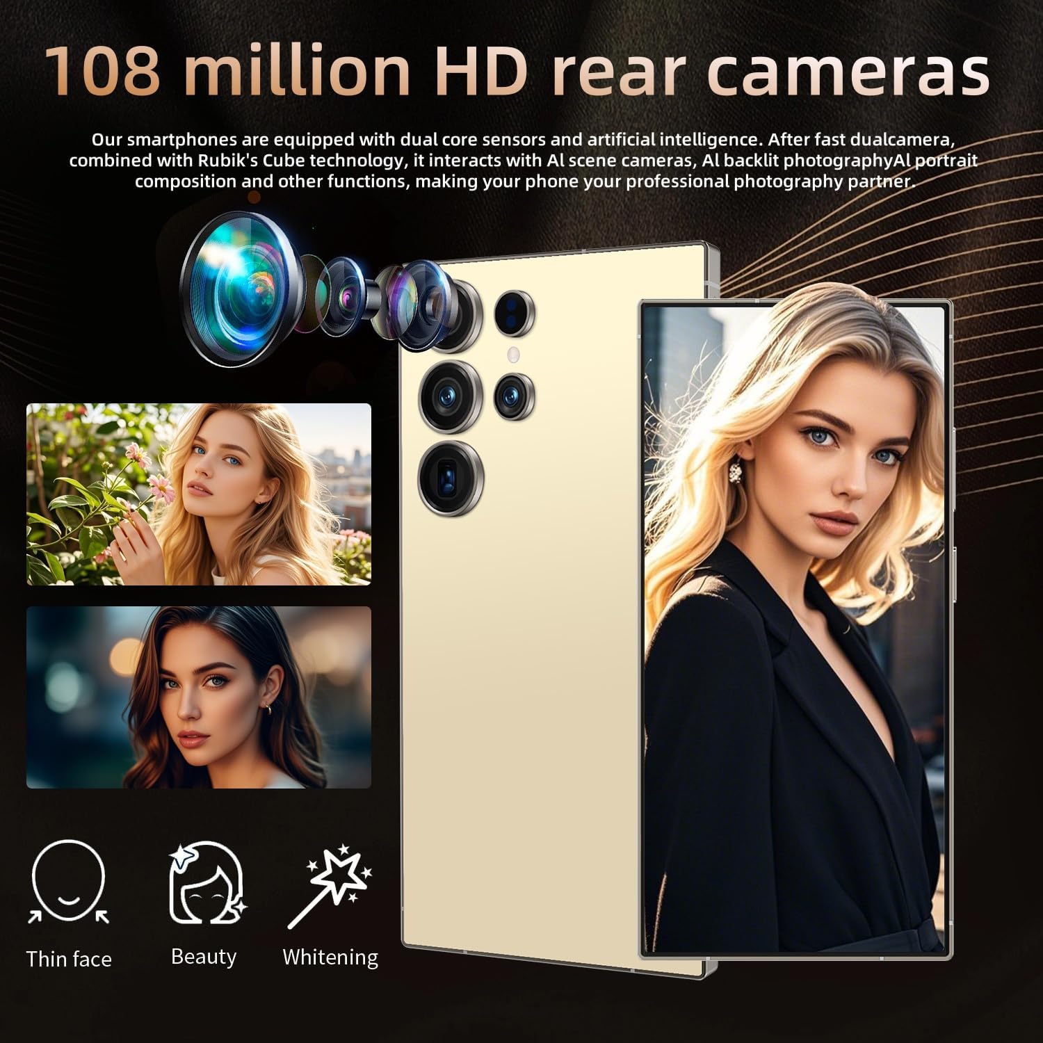 i25 Ultra 5G Unlocked Smartphone | 8GB RAM + 256GB Storage | Android 15 Cell Phone with Built-in Stylus, 6.9" FHD+ 120Hz Display, 6800mAh Long Battery, Dual SIM, Face ID, GPS & Global Bands (Black)