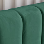 Livinia King Size Elton Velvet Platform Bed, Upholstered Bed Frame with Vertical Channel Tufted Headboard Footboard, Strong Wood Slats, No Box Spring Needed, Green (King)