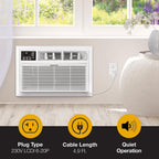 Whirlpool 14,000 BTU 230V Through-the-Wall Air Conditioner with Supplemental Heat, Dehumidifier and Remote, Wall AC Unit for Apartment, Living Room and Large Rooms up to 700 Square Feet in White