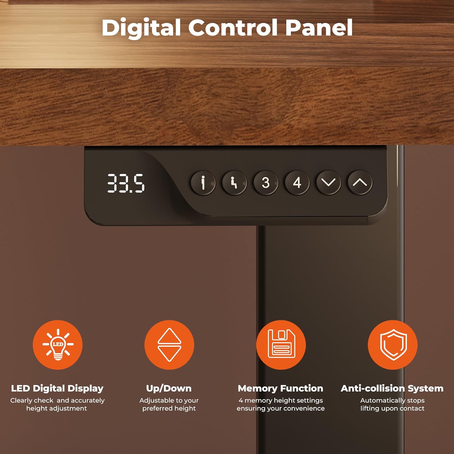 Dual Motor Standing Desk, Large Stand Up Desks, 79x31 Inches Electric Sit Stand Desks, 4 Memory Preset Adjustable Height Computer Table for Home Office with Splice Board (Brown)