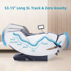 MassaMAX MT339 4D Massage Chair  Full Body Shiatsu Recliner with Electric Extendable Footrest  Zero Gravity  SL Track  Deep Yoga Stretch  22 Modes  AI Voice Control  Foot Rollers  and Heating (White)