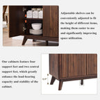 T4TREAM Fluted Buffet Sideboard Cabinet with Storages, 60" Large Modern Buffet Table Coffee Bar Wine Bar Storage Cabinet with 3 Drawers & 4 Doors for Dining Room, Living Room, Hallway(Dark Walnut)