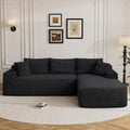 95" Boneless Cloud Sectional Couches for Living Room, Comfy Fluffy L Shaped Deep Seat Memory Foam Boneless Couch, Modular Sectional Sofas with Right Facing Chaise, Black