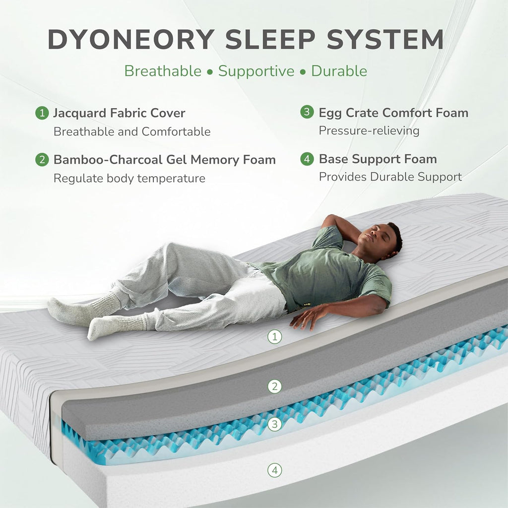 8 Inch RV Short Queen Mattress, Charcoal Gel Memory Foam Mattress, Breathable & Odor-Eliminating, Pressure Relief, Medium Firm, CertiPUR-US Certified, Bed in a Box, 60"x75"
