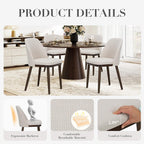COLAMY Upholstered Dining Chairs Set of 4, Modern Kitchen Chairs with Back, Fabric Side Dining Room Chairs with Wood Legs for Kitchen Dining Room Restaurant, Beige