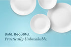 Corelle Vitrelle 38-Piece Service for 12 Dinnerware Set, Triple Layer Glass and Chip Resistant, Lightweight Round Plates and Bowls Set, Winter Frost White