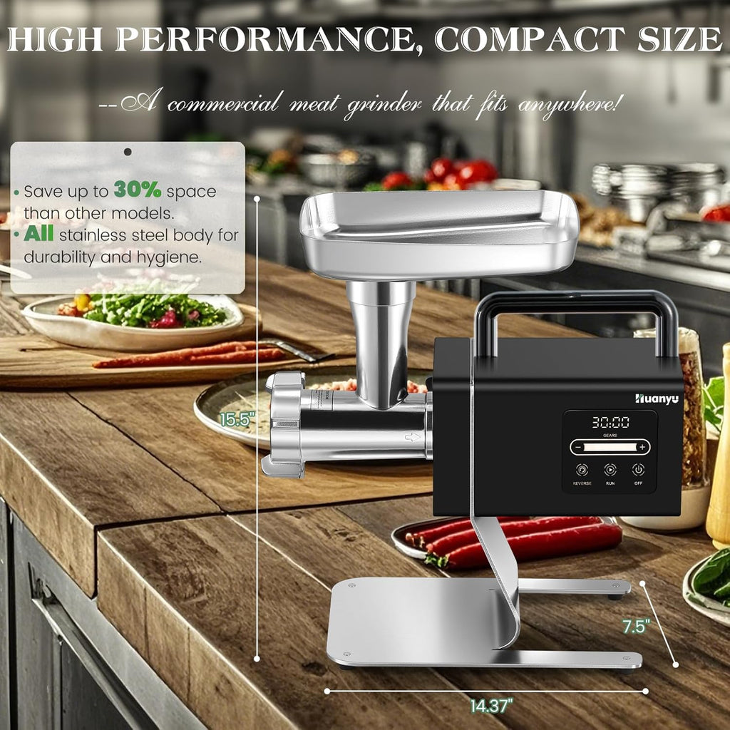 Huanyu Commercial Heavy Duty Meat Grinder - 1.3HP Bone Grinder for Pet Food, Stainless Steel with Touchscreen, Effortless Meat & Bone Processing, #12