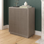 Henn&Hart 28" Fluted Wooden Accent Cabinet, Ribbed Modern Sideboard Buffet Cabinet with 2 Doors and an Adjustable Shelf for Living Room, Dining Room, Bedroom or Entryway, Weathered Gray