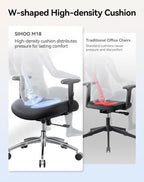 SIHOO M18 Ergonomic Office Chair, High Back Mesh Desk Chair with Adjustable Headrest & Lumbar Support, 330lbs Capacity Computer Chair with 2D Armrests & Wide Cushion, Tilt Lock, for Home Office-Black