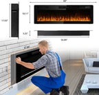 BOSSIN 60 inch Ultra-Thin Silence Linear Electric Fireplace, Recessed Wall Mounted Fireplace, Fit for 2 x 4 and 2 x 6 Stud, 12 Adjustable Flame Color & Speed,Touch Screen Remote Control with 8h Timer