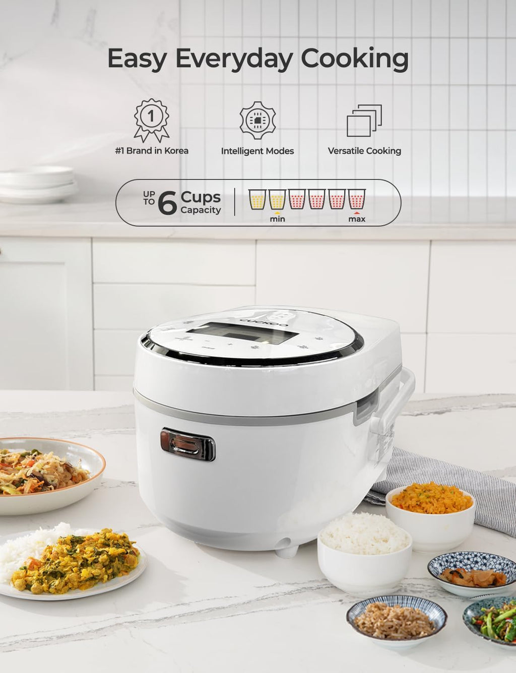 CUCKOO Micom Rice Cooker 8-Cup Uncooked / 16-Cup Cooked with Nonstick Inner Pot, Large Rice Maker with 9 Menu Options, Fuzzy Logic Technology, Auto Clean Mode, LCD Display, White (CR-0810F)