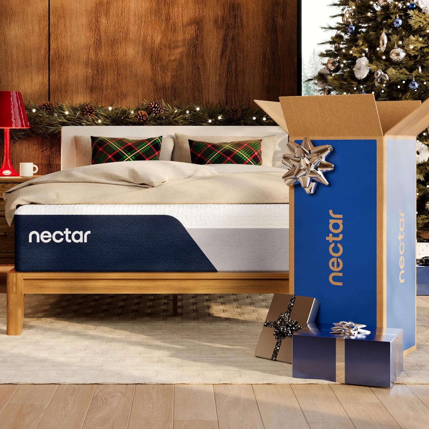 Nectar Split King Adjustable Base & 12” Mattress (New Version) - Head & Foot Incline - Medium Firm Memory Foam - Cooling Top Layer - 3 Massage Settings - 365-Night Mattress Trial & Forever Warranty