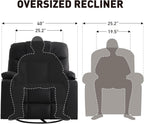 Bonzy Home Oversized Swivel Rocker Recliner, 40" Rocking Recliner Chair with Heated and Massage, PU Leather Single Sofa with Swivel Function, 2 Cup Holders for Living Room Bedroom, Black