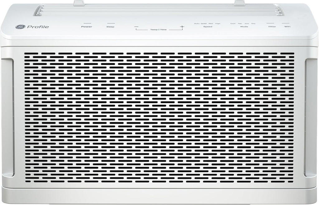 GE Profile ClearView Window Air Conditioner Unit, 8,300 BTU, U-Shaped Adjustable Depth, Energy Efficient Cooling up to 350 sq ft., Ultra Quiet, SMART Home Capable, Includes Remote, White