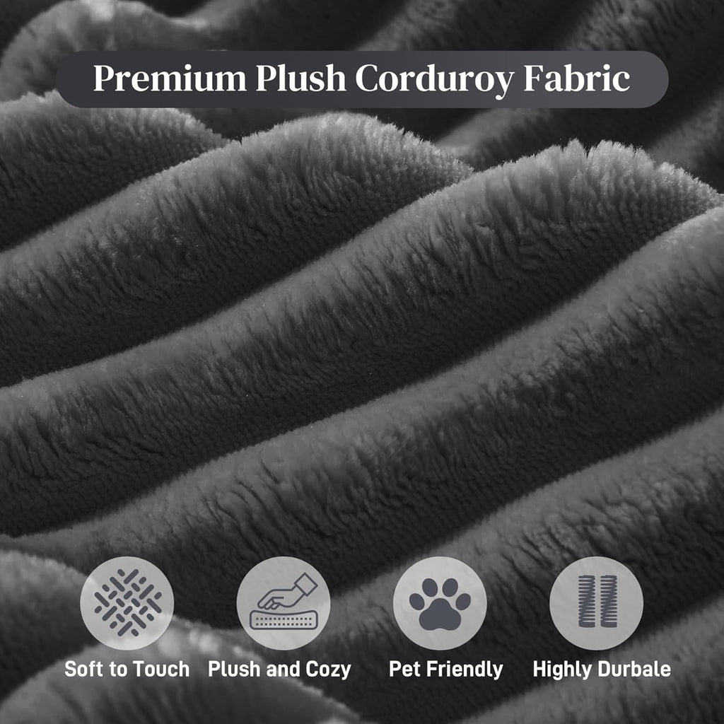 177'' Cloud Couch, Comfy Fluffy Oversized Modular Sectional Couches for Living Room, 8 Seater Modern Plush Corduroy Large Boneless Couch with Ottoman, Deep Seat, No Assembly Required, Dark Grey