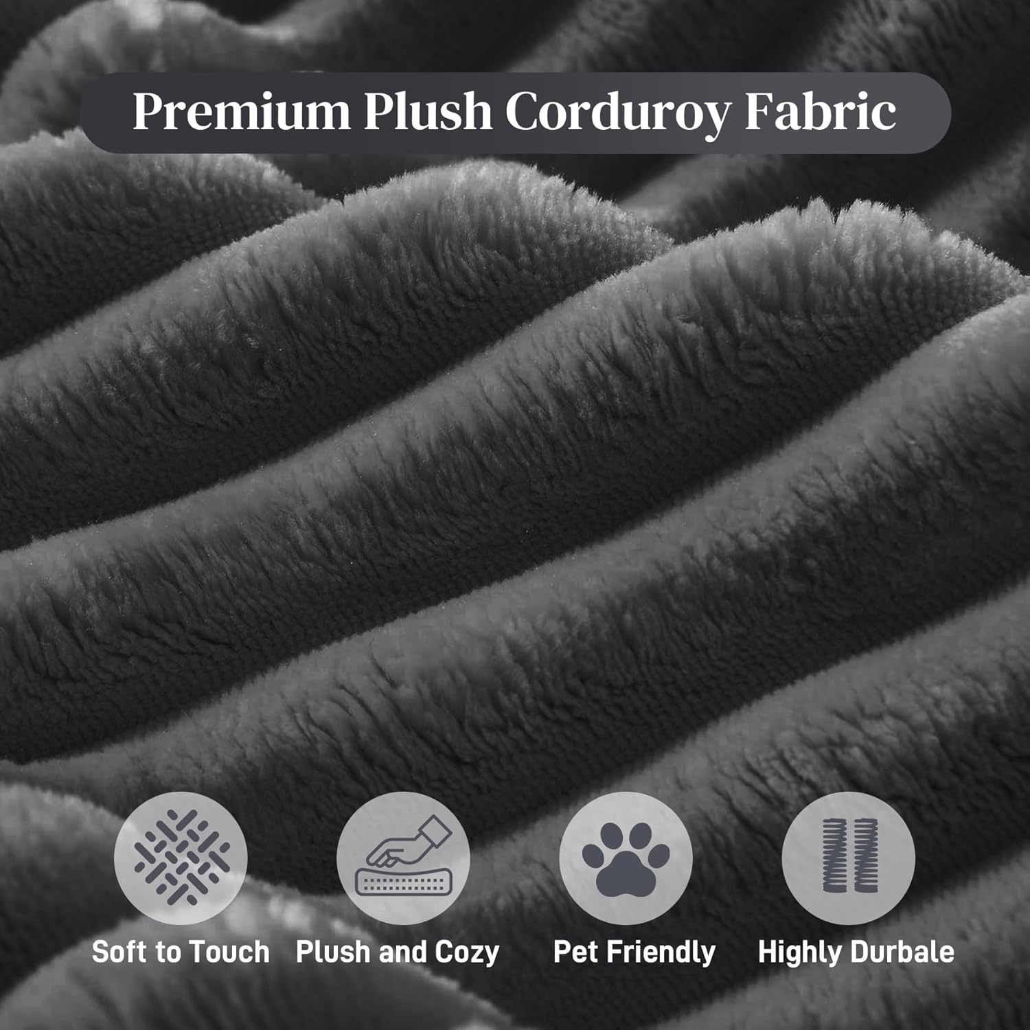 177'' Cloud Couch, Comfy Fluffy Oversized Modular Sectional Couches for Living Room, 8 Seater Modern Plush Corduroy Large Boneless Couch with Ottoman, Deep Seat, No Assembly Required, Dark Grey