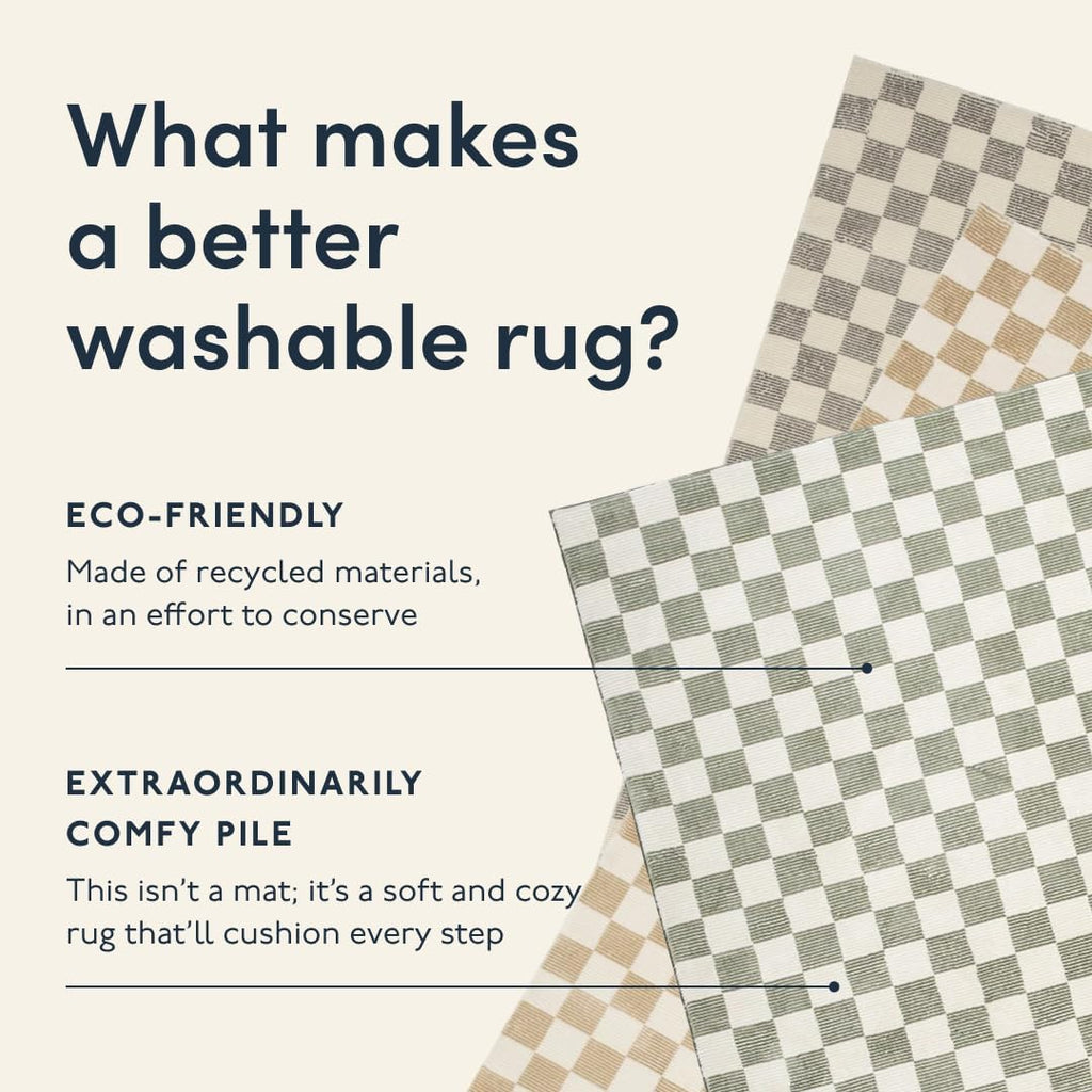 Revival Rugs Gambit 9'2"x12'2" Washable Area Rug for Living Room Bedroom - 100% Recycled Oeko-TEX Certified, Medium Pile, Green, Beige