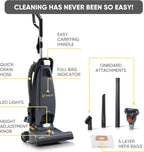 Prolux Phantom Pro Commercial Upright Vacuum Cleaner – HEPA Filtration, Bagged, High-Suction, Deep Cleaning, Lightweight with Onboard Tools only 12lbs Ideal for Business, Professional & Industrial Use