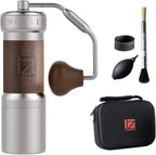1Zpresso K-Ultra Manual Coffee Grinder Silver with Carrying Case, Assembly Consistency Grind Stainless Steel Conical Burr, Foldable Handle, Numerical External Adjustable Setting, All-Round Grinder