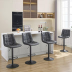 Bar Stools Set of 4, Adjustable Counter Height Bar Stools 24"-33", Modern Swivel Barstools with Backs, Black Kitchen Bar Chairs for Kitchen Island (Black, 4PCS)
