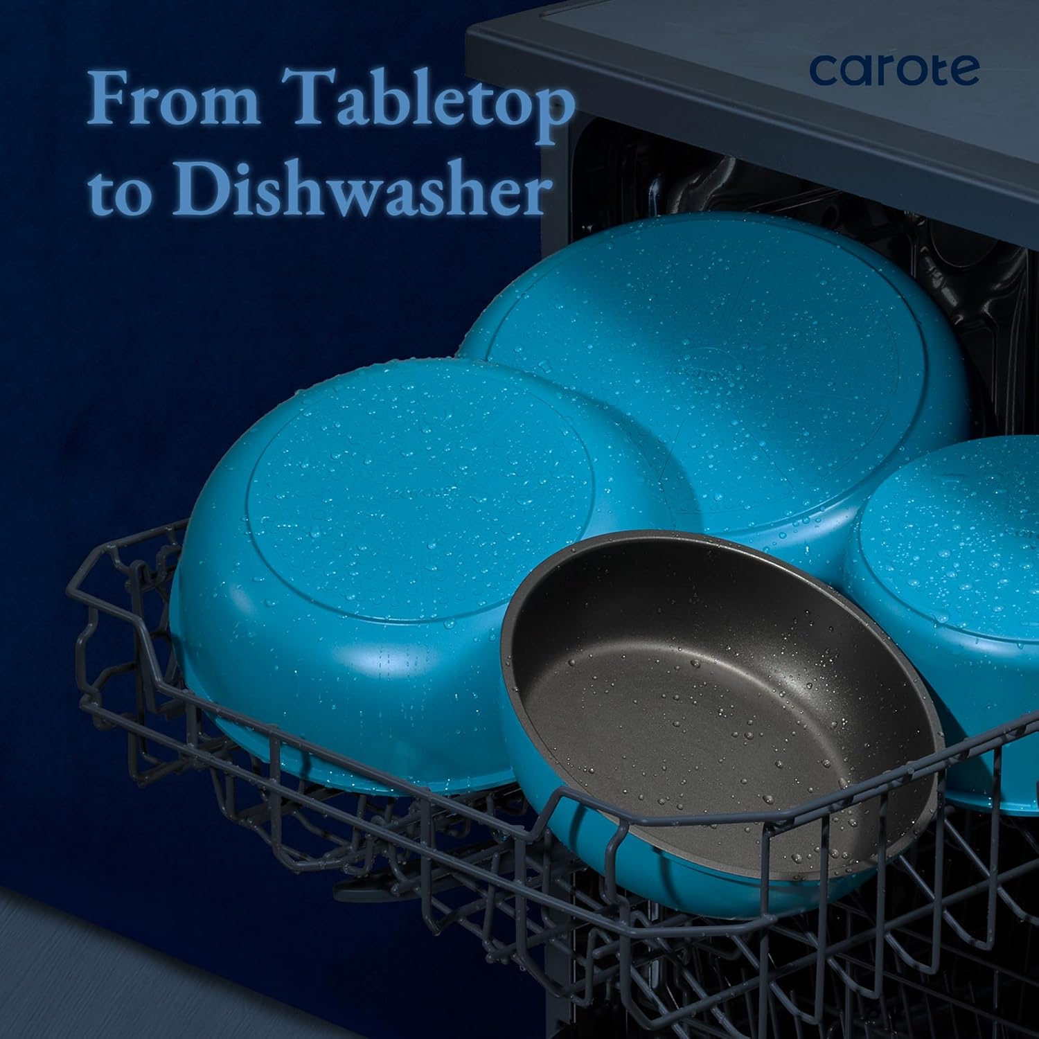 CAROTE 21pcs Pots and Pans Set, Nonstick Cookware Set Detachable Handle, Induction Kitchen Cookware Sets Non Stick with Removable Handle, RV Cookware Set, Peacock Blue