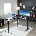 VIVO Corner Standing Desk, 63 x 55 inch Reversible L-Shaped Workstation, Electric Height Adjustment, Home, Office, and Reception Rooms, Black Table Top Black Frame, DESK-E3CTB