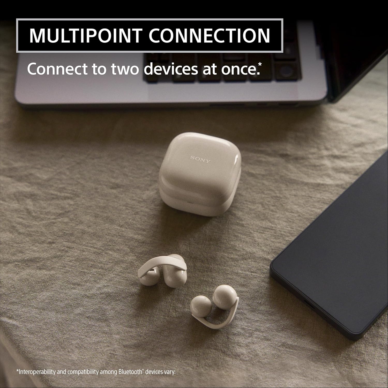 Sony LinkBuds Clip Open-Ear Truly Wireless Earbuds  Comfortable & Secure Fit  Lightweight Clip-On Design  Touch Controls  Ambient Sound Awareness  Water Resistant  Up to 37 Hrs of Playback  Black