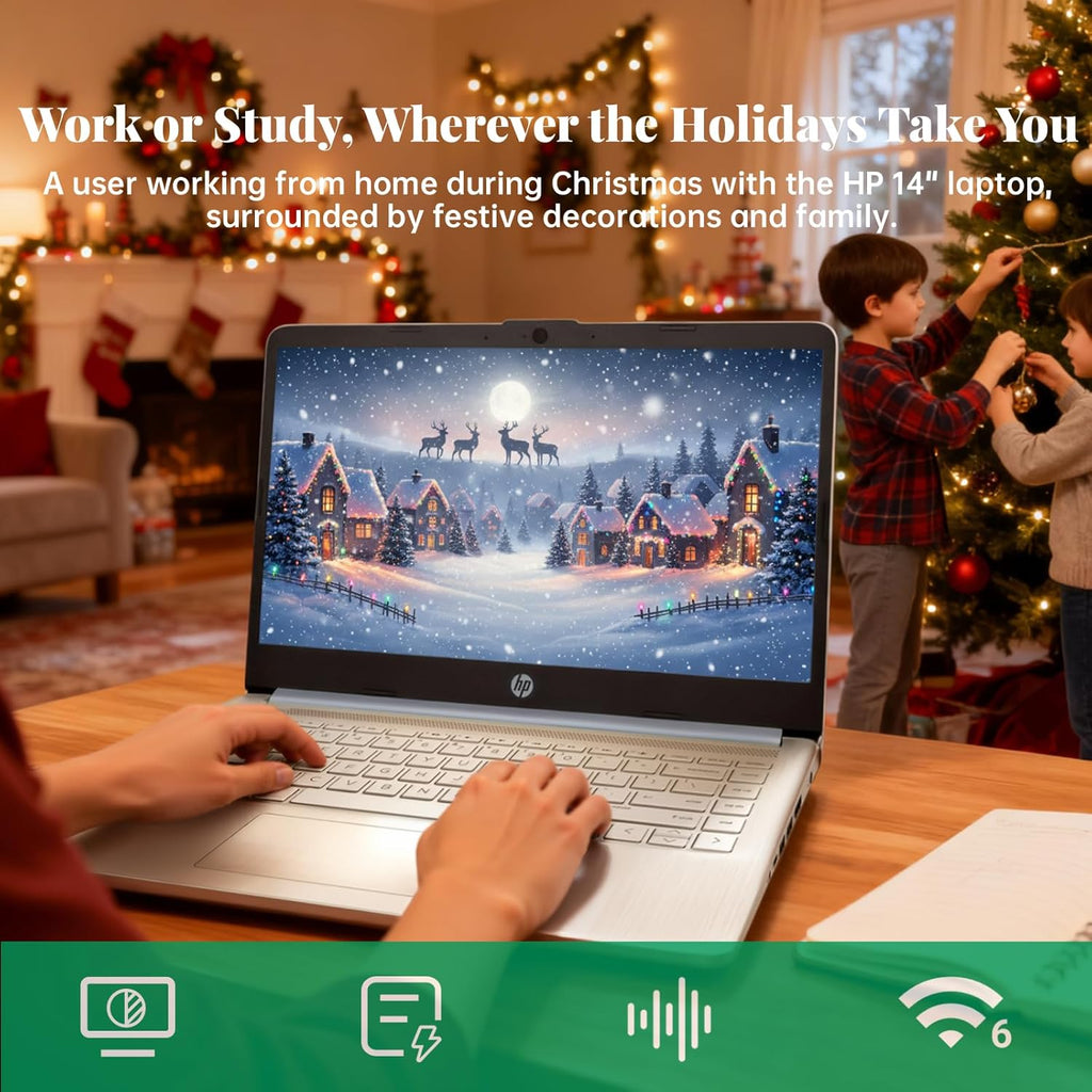 HP 14" Laptop 2025 Business Student Slim Computer  1-Y Office 365  Copilot AI  Quad-Core Intel CPU  16 GB RAM  128GB UFS & 128GB SD Card  Wi-Fi 6  Windows 11 Pro  JQ2XzAccessory  Sky Blue