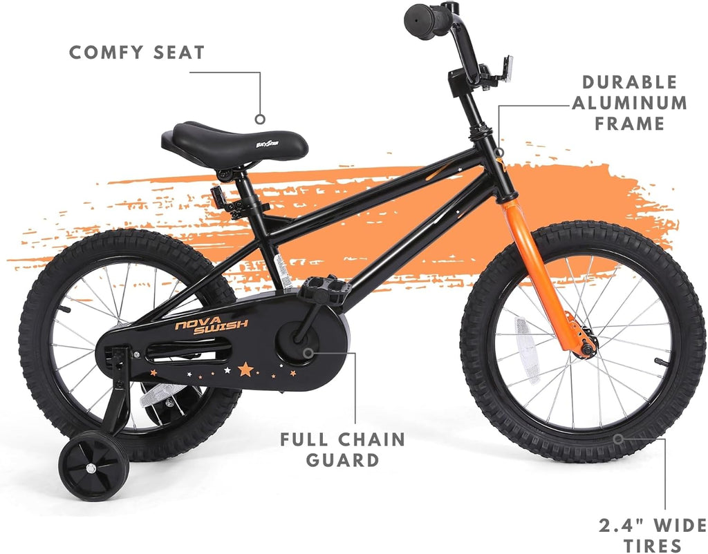 bicystar Kids Bike with Training Wheels, BMX Bicycle with Pedals for 2-4 Year Old Boys Girls, Birthday Gift