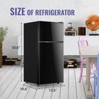 DEMULLER 2.4 Cu.Ft Small Refrigerator with Freezer Mini Fridge Removable Plastic Shelves Ideal for Apartment,Dormitory Black