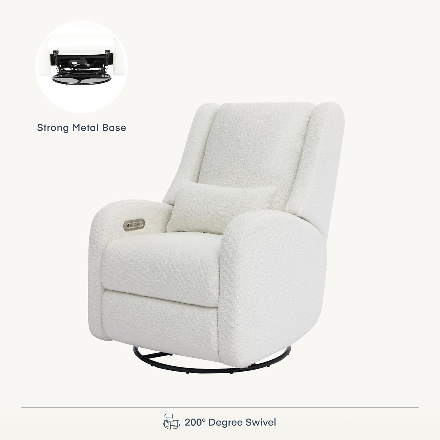 Nurture& The Charleston Wingback Plus – Premium Power Recliner for Nursery | Ergonomic, Stain-Resistant Glider Chair with USB, Lumbar & Head Support – Modern Baby Room Essential