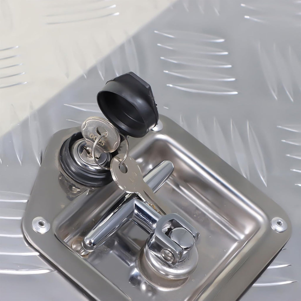 30 Aluminum Trailer Tool Box Chest box Pickup Truck Bed Storage Toolboxes Organizer Side Handle, Lock w/ 2 Keys, Silver