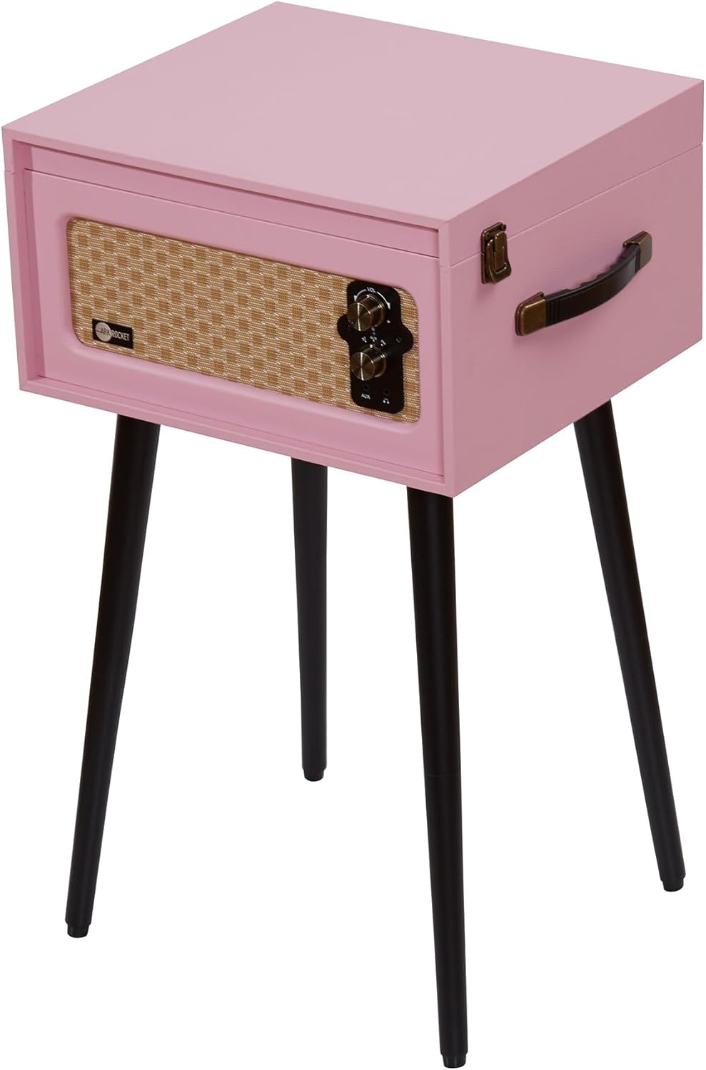 Arkrocket Discovery 3-Speed Bluetooth Record Player Retro Console Turntable with Built-in Speakers and Removable Legs (Pink)
