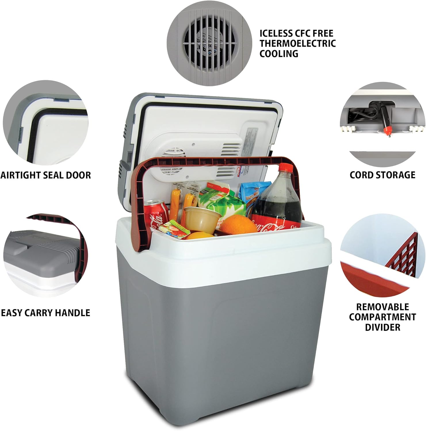 Koolatron 12V Iceless Cooler & Warmer – Portable 26 qt Electric Cooler/Nevera Portátil Eléctrica for Car Truck Camper Boat Hard Sided Mini Fridge for Camping Picnic Travel Lunch Food Drinks Office