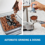 Kenmore Espresso Machine – Automatic Coffee Maker with Manual Tamper, Auto Cleaning, Milk Steamer & Frother, Bean Grinder, Brew Professional Barista Style Cappuccino, Café Latte