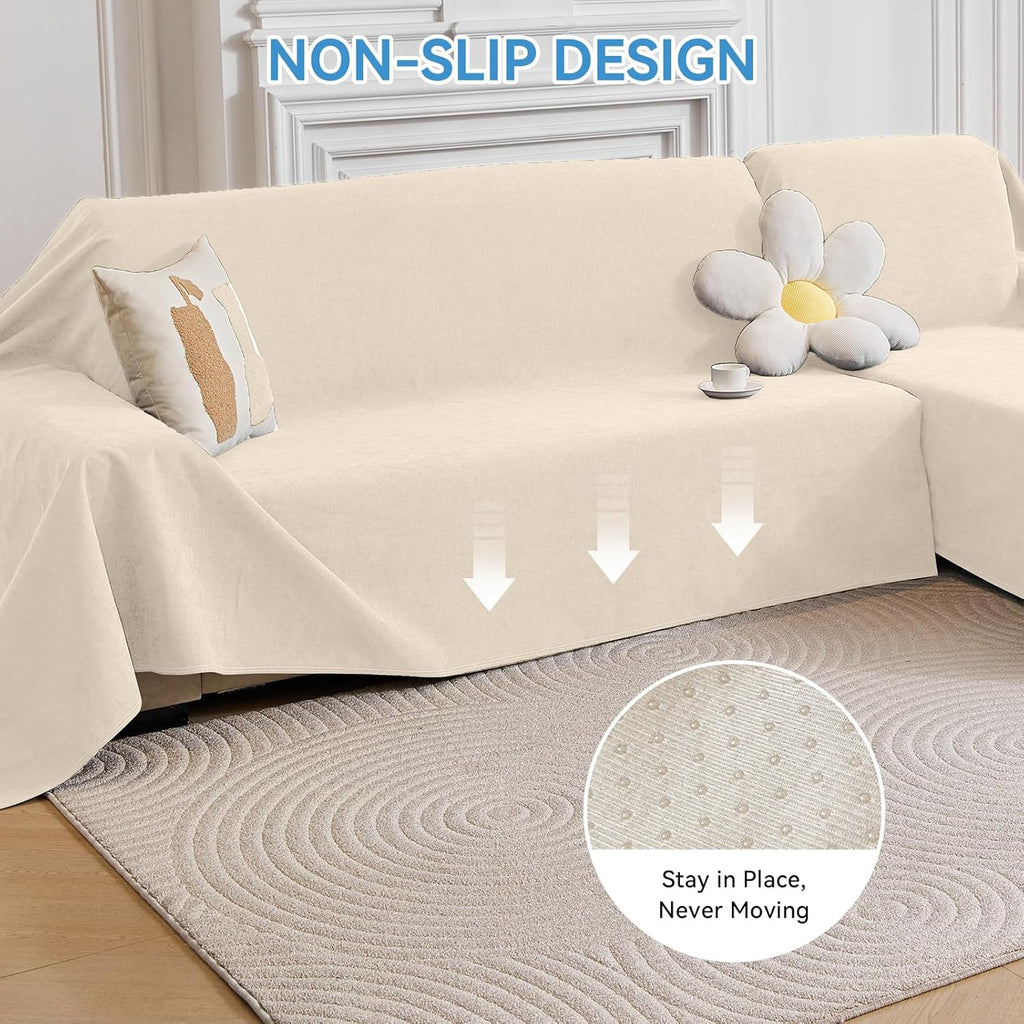 Deep Dream Sectional Couch Covers, 2 Pieces 100% Waterproof L Shaped Sofa Cover, Non Slip Couch Cover for Dogs Cats Washable, Pet Friendly Sofa Slipcovers Furniture Protector (X-Large, Beige)