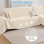 Deep Dream Sectional Couch Covers, 2 Pieces 100% Waterproof L Shaped Sofa Cover, Non Slip Couch Cover for Dogs Cats Washable, Pet Friendly Sofa Slipcovers Furniture Protector (X-Large, Beige)