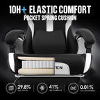 GTPLAYER Gaming Chair Ergonomic Office Chair with Foot Rest & Pocket Spring Cushion, High Back Computer Desk Chair with Headrest & Lumbar Support, Breathable Fabric Game Chair for Adults, Coal-Black