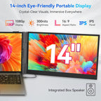 Blackview DCM6 Triple Laptop Screen Extender 14" 1080P FHD IPS Portable External Screen Two Cable USB C Travel for 13-17'' Laptop Plug & Play Compatible with Windows/Mac/Chrome OS and Mobile Devices