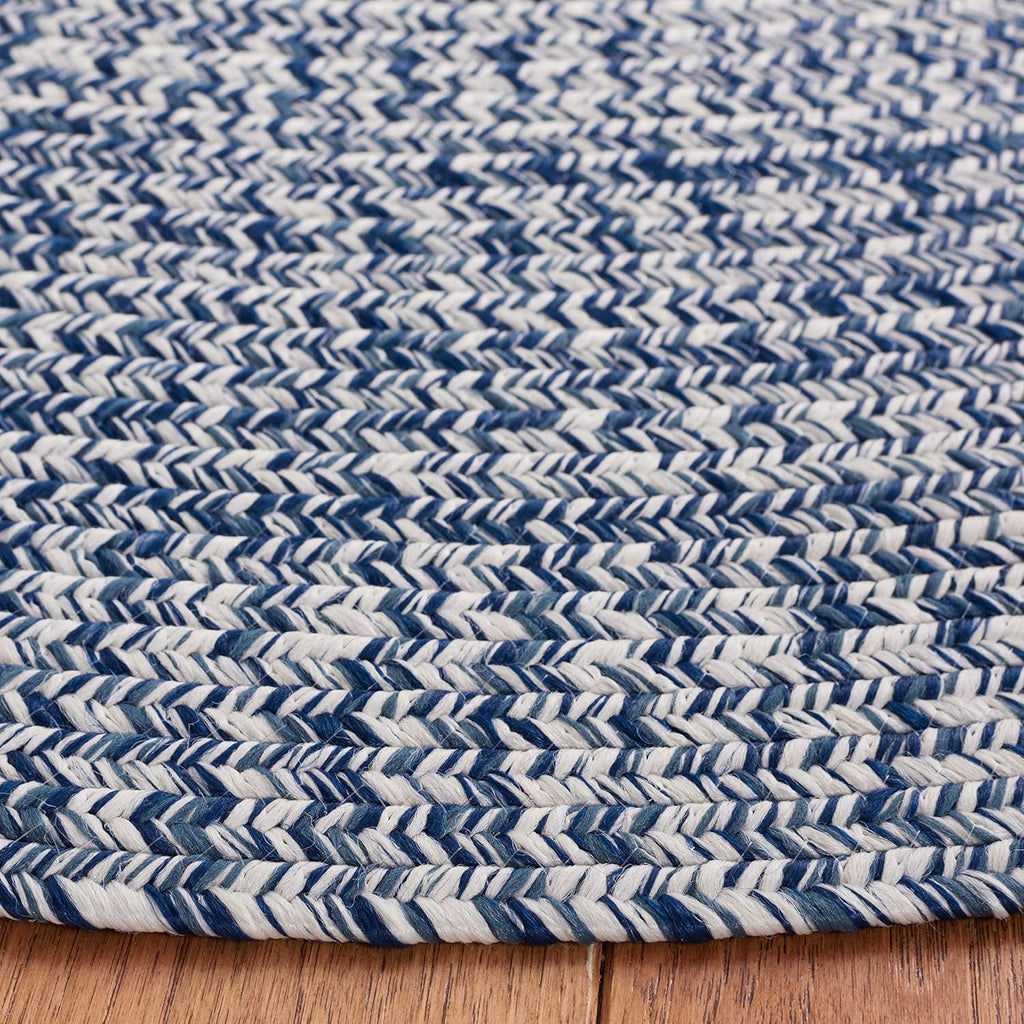 SAFAVIEH Washable Rug Outdoor Braided Collection - 8' x 10' Oval, Dark Blue & Ivory, Handmade & Reversible, Non-Shedding & Easy to Clean, Ideal for Patio, Backyard, Mudroom (BRA201N)