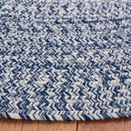 SAFAVIEH Washable Rug Outdoor Braided Collection - 8' x 10' Oval, Dark Blue & Ivory, Handmade & Reversible, Non-Shedding & Easy to Clean, Ideal for Patio, Backyard, Mudroom (BRA201N)
