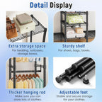 Raybee 88.2" W Clothes Rack Heavy Duty Clothing Racks for Hanging Clothes Extra Wide Portable Closet Loads 1200LBS Freestanding Garment Rack for Bedroom 88.2" W x 75.6" H x 15.7" D, Black