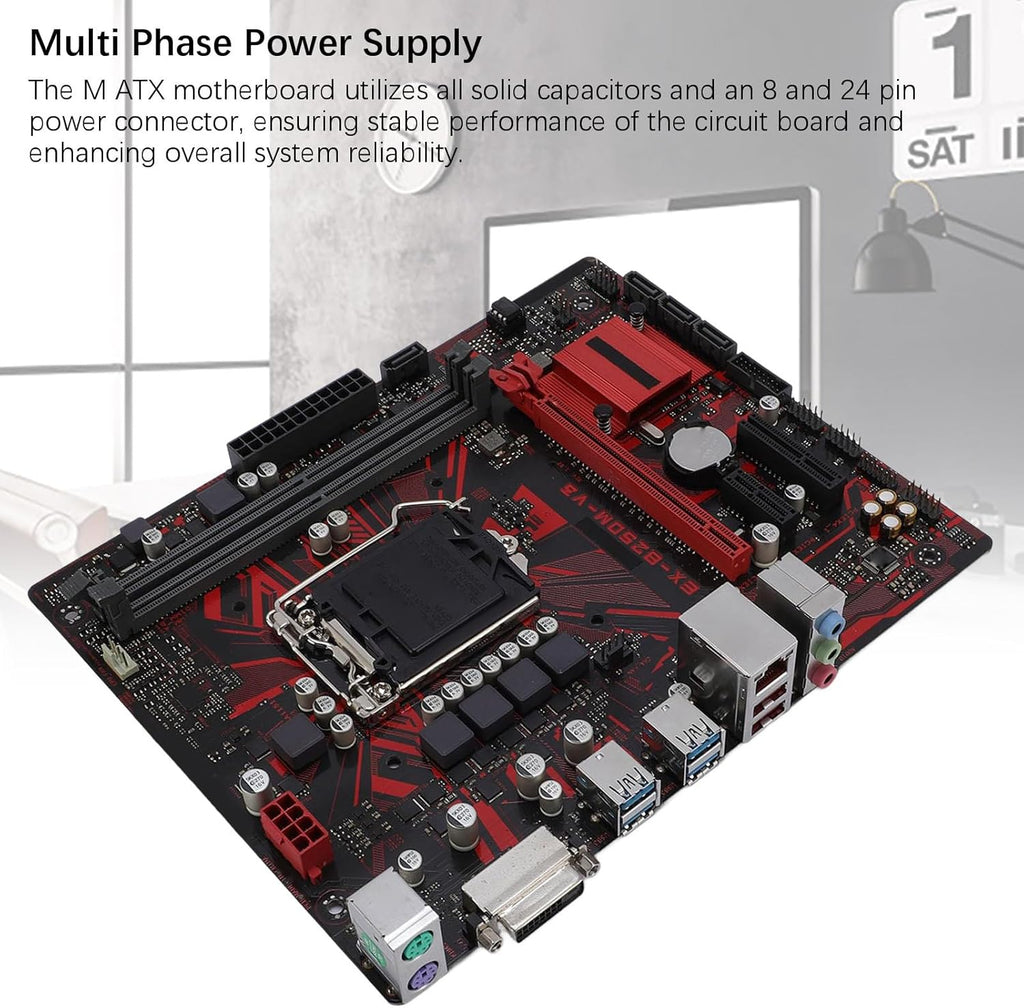 XUMIUZIY B250M V3 Desktop Motherboard, M ATX 2 DDR4 DIMM Slot for LGA 1151 7th 6th Gen Core i7 i5 i3 14nm CPU Processor, with PCI E 3.0, DVI Output, ALC887 8 Channel Sound Chip