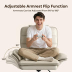 Bestier Cross Legged Office Chair Criss Cross Chair with Adjustable Arms 135° Reclining PU Leather Executive Chair with Wheels Big and Tall Computer Desk Chair for Home Office Beige